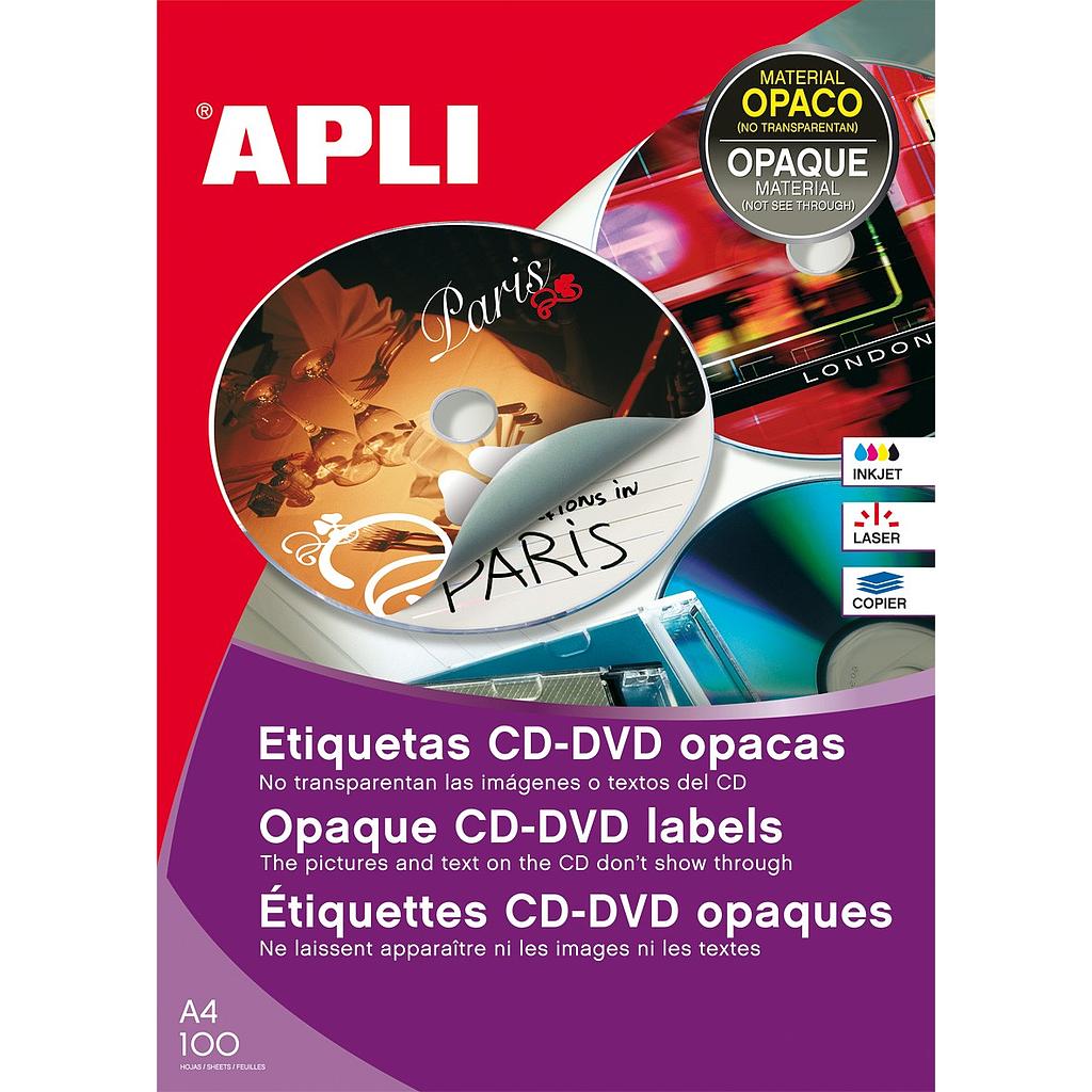 ETIQUETAS APLI 10166 BLANCAS OPACA CD-ROM   100H         