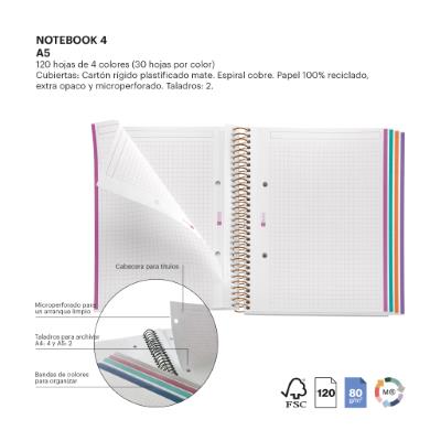 CUADERNO MR46809 NB4 A5 120 CLA ECO FLOWERS VINT.LILY2