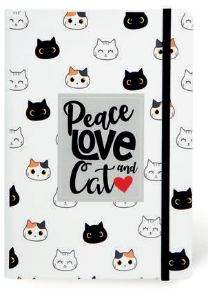CUADERNO iDrink XL1891 NOTEBOOK A5 COLECCIÓN PEACE LOVE AND CAT